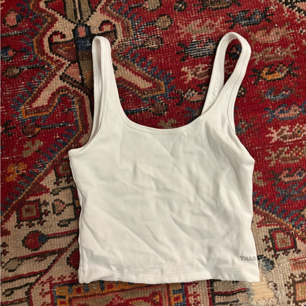 TNA White Ribbed Scoop Tank Top - Women